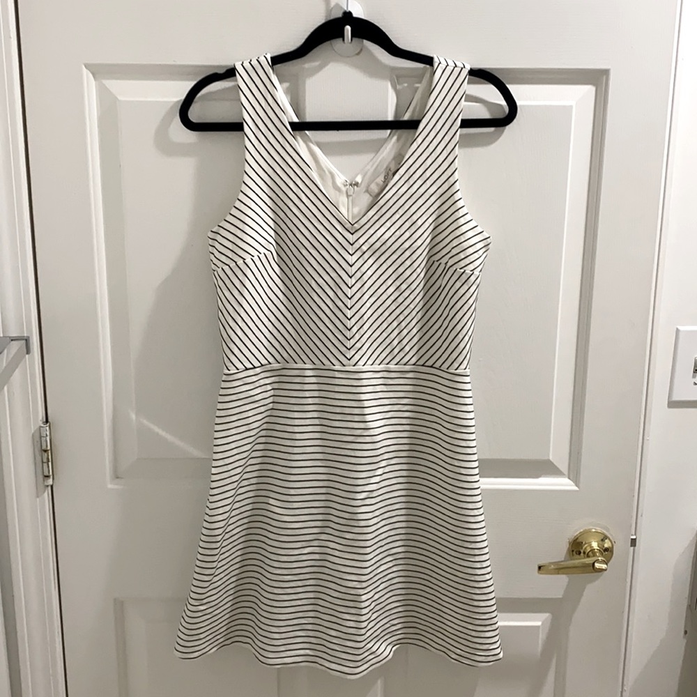 Loft black and white stripped sundress dress